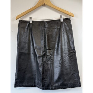 Maxima Wilsons Size 10 Black Leather Knee Length Pencil Lined Skirt